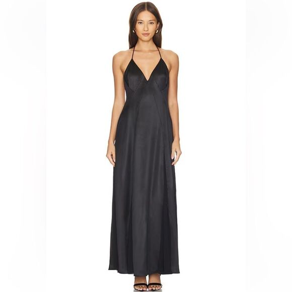 Line & Dot Black Dress Dreaming Maxi slip strappy sheet panels Revolve NWT S - Picture 1 of 9